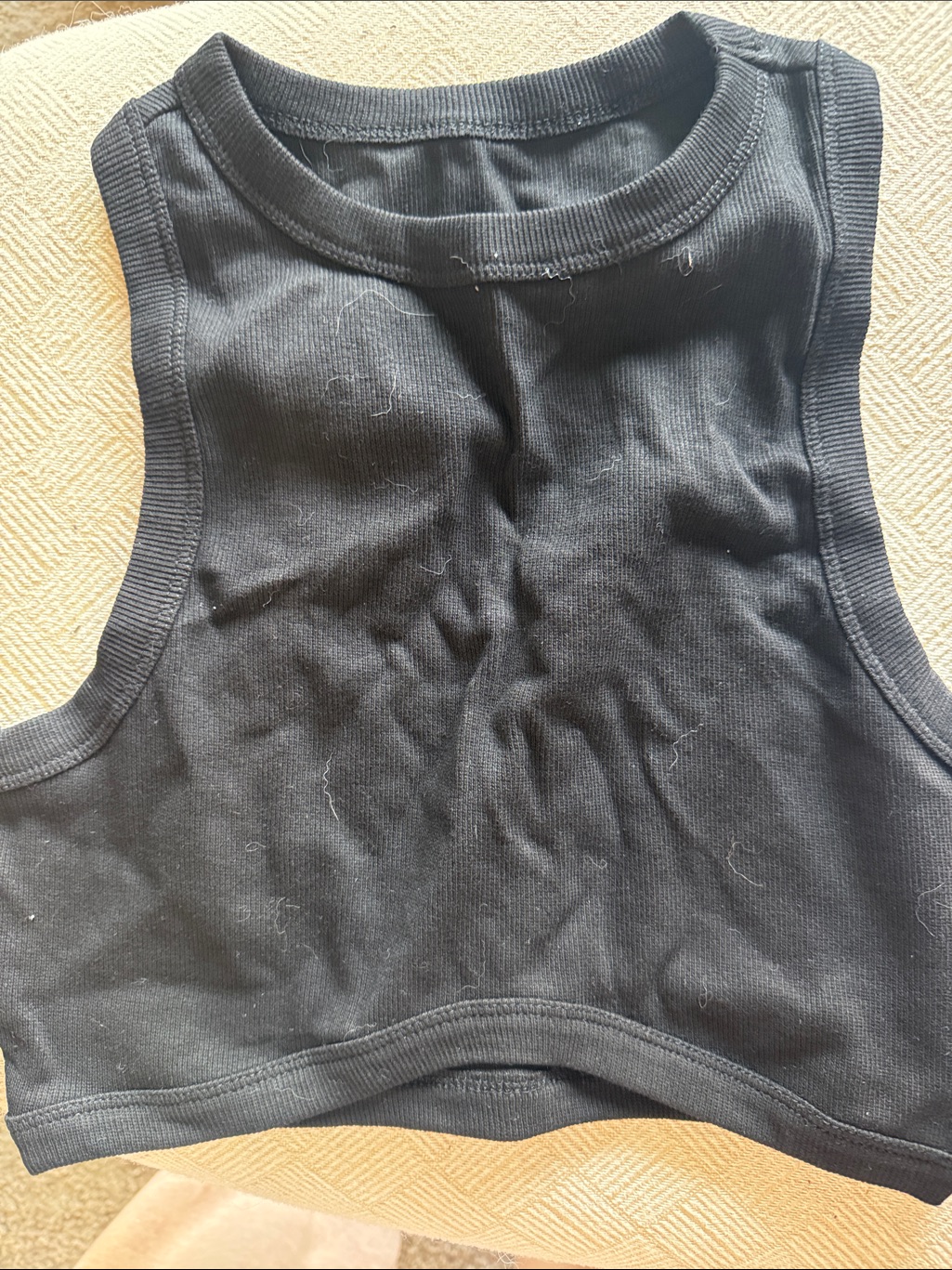 Black Ribbed Crop Tank Top